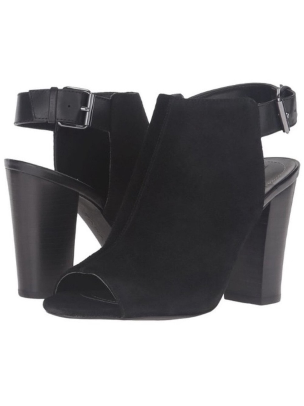 Tahari Suede Buckle Margaret open toe Heels